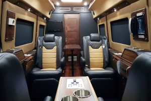 Luxurious Two-Tone Leather Shuttle Seating